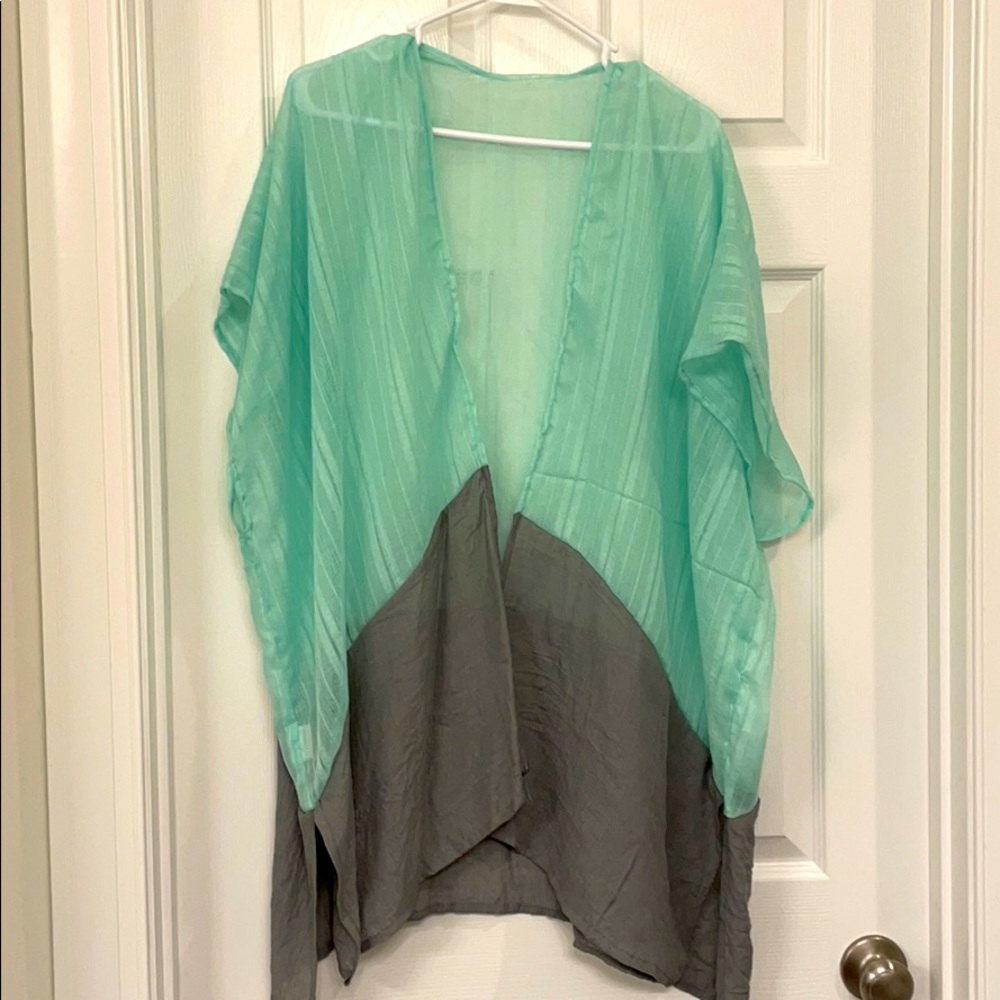 Mint and grey kimono/coverup